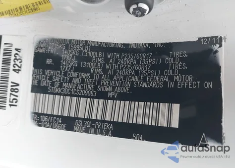 2012 Toyota Sienna Le V6 8 Passenger из США, поврежденный, VIN 5TDKK3DC1CS209063